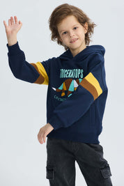 Polerón Niño Print Posicional Azul Oscuro