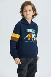 Polerón Niño Print Posicional Azul Oscuro