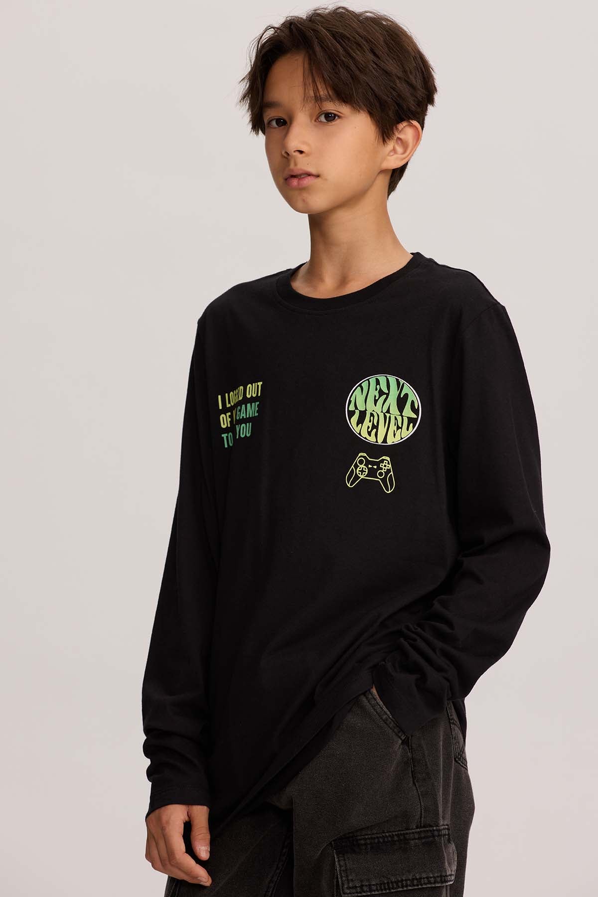 Polera Niño Print Negro