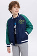 Chaqueta niño bomber azul oscuro con bordado