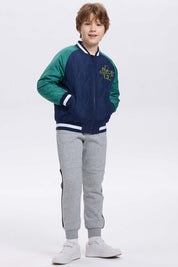 Chaqueta niño bomber azul oscuro con bordado