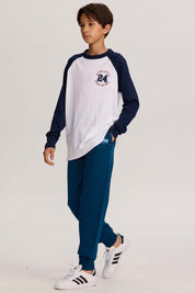 Pantalón Buzo niño Jogger Azul Petróleo