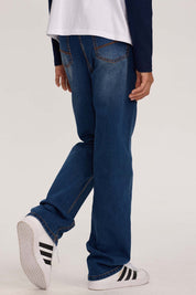 Jeans azul oscuro liso para niño