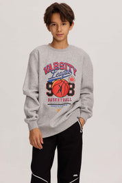 Polerón Niño Básico Print Gris Melange