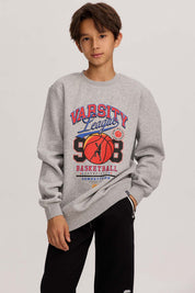 Polerón Niño Básico Print Gris Melange