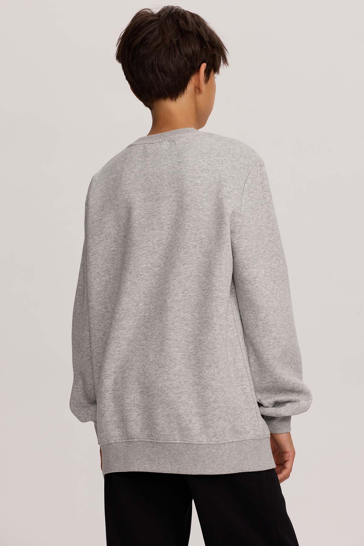 Polerón Niño Básico Print Gris Melange