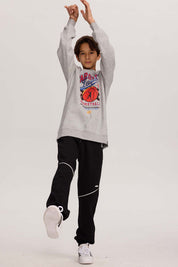 Polerón Niño Básico Print Gris Melange