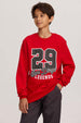 Polerón niño básico print rojo con estampado numérico