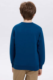 Polerón Niño Básico Print Azul Petroleo