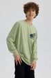 Polera niño print verde claro