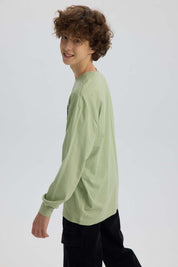 Polera niño print verde claro