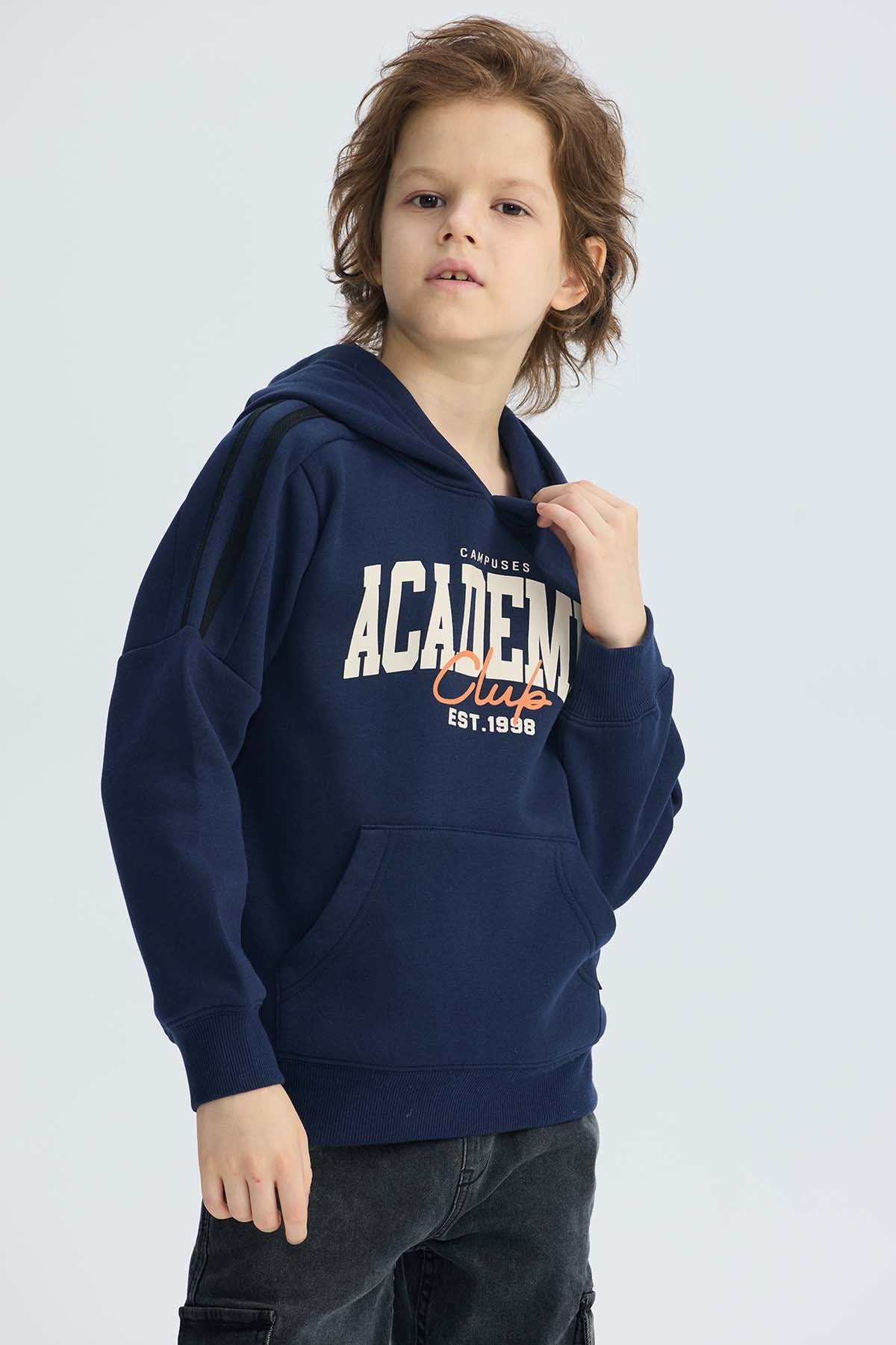 Polerón Niño Básico Print Azul Oscuro