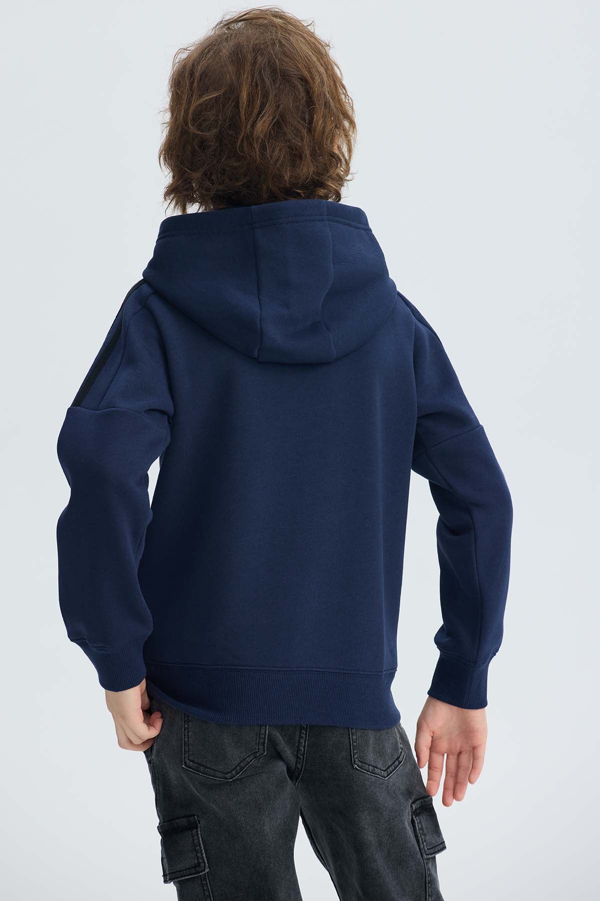 Polerón Niño Básico Print Azul Oscuro
