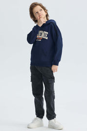 Polerón Niño Básico Print Azul Oscuro