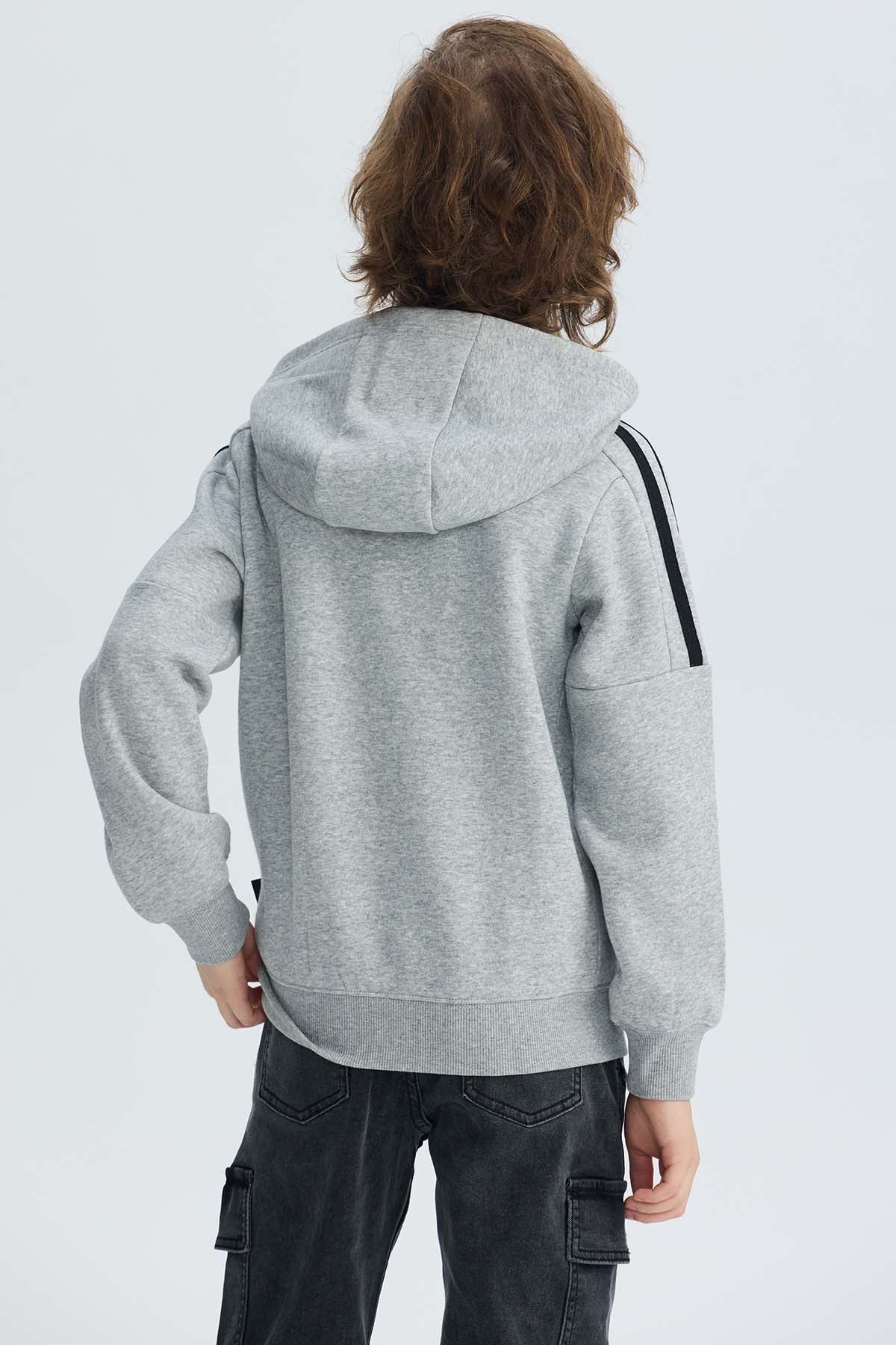 Polerón Niño Básico Print Gris Melange