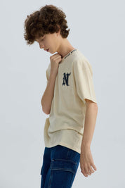 Polera Niño Cuello Bordado Crudo
