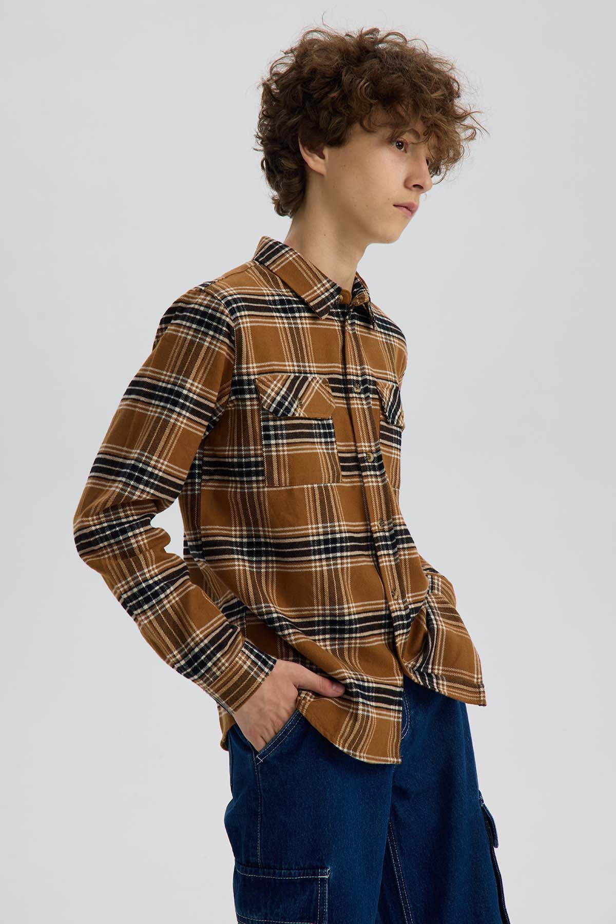 Camisa Niño Cuadrillé Camel