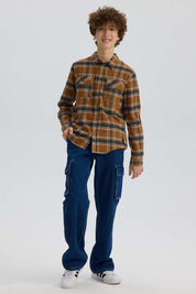Camisa Niño Cuadrillé Camel