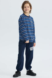 Pantalón Buzo Niño Print Azul Oscuro