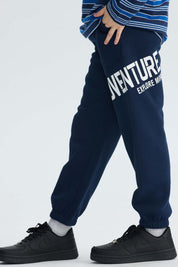 Pantalón Buzo Niño Print Azul Oscuro
