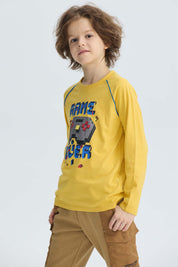 Polera Niño Print Relieve Amarillo