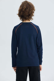 Polera Niño Print Relieve Azul Oscuro