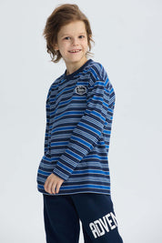 Polera Niño Rayas Azul Oscuro