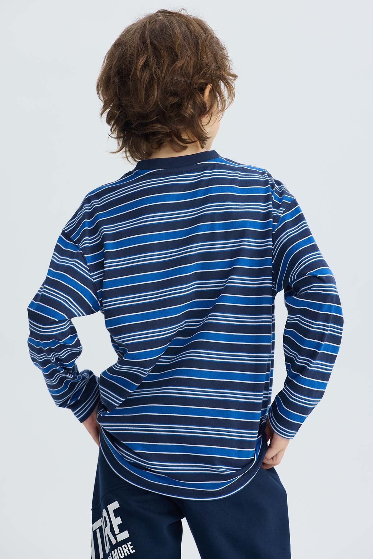 Polera Niño Rayas Azul Oscuro