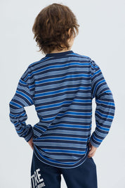 Polera Niño Rayas Azul Oscuro
