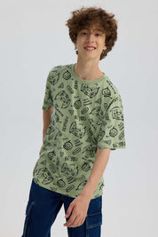 Polera Niño Full Print Verde Claro