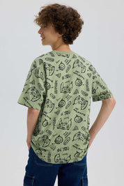 Polera Niño Full Print Verde Claro