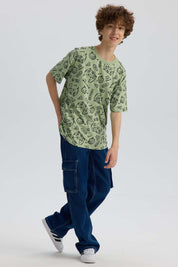 Polera Niño Full Print Verde Claro