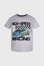 Polera Niño Bipack Gris Melange Claro