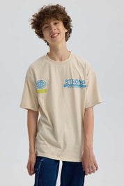 Polera Niño Oversize Print Crudo