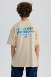 Polera Niño Oversize Print Crudo