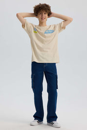Polera Niño Oversize Print Crudo
