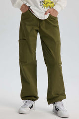 Pantalón Niño Jogger Cargo Verde Militar