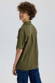 Camisa Niño Con Bolsillo Verde Militar