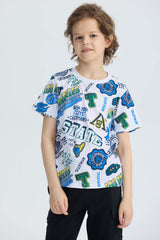 Polera Niño Full Print Blanco