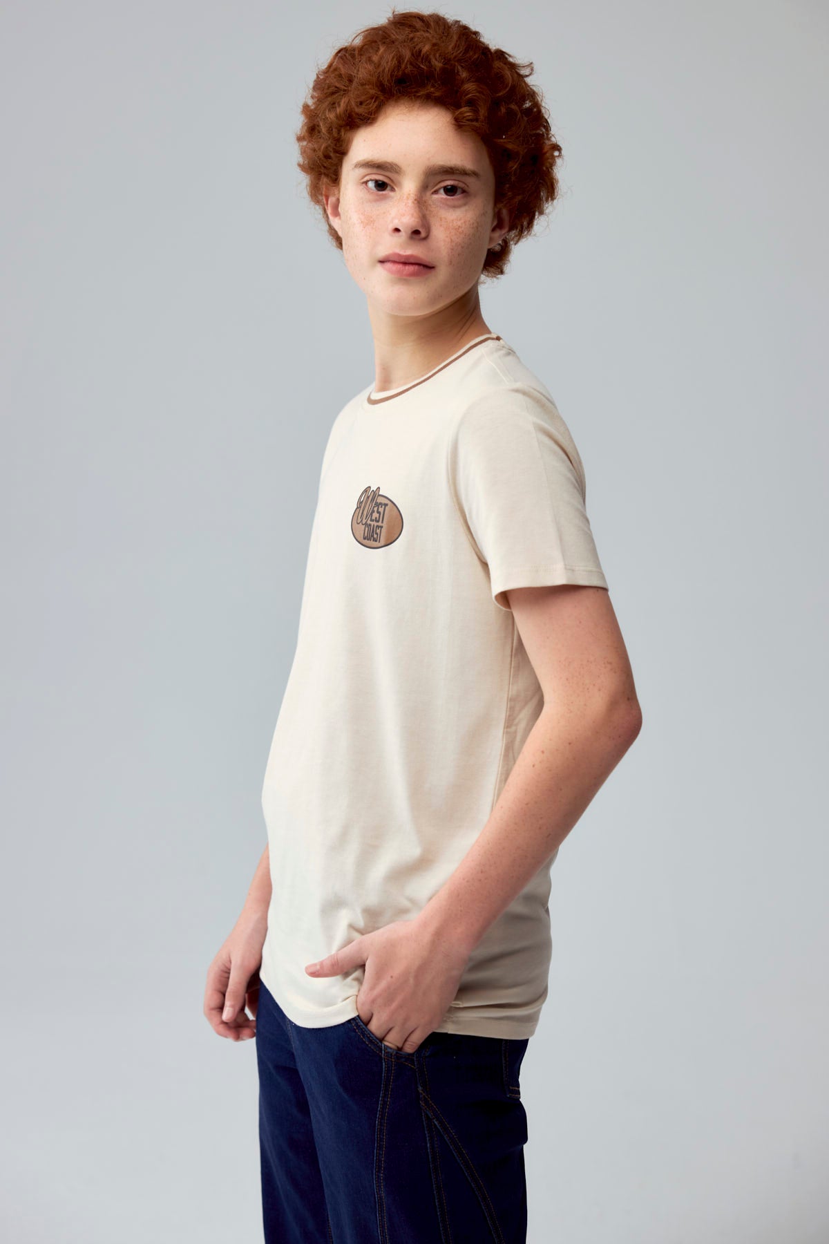 Polera Niño Cuello Bicolor Crudo