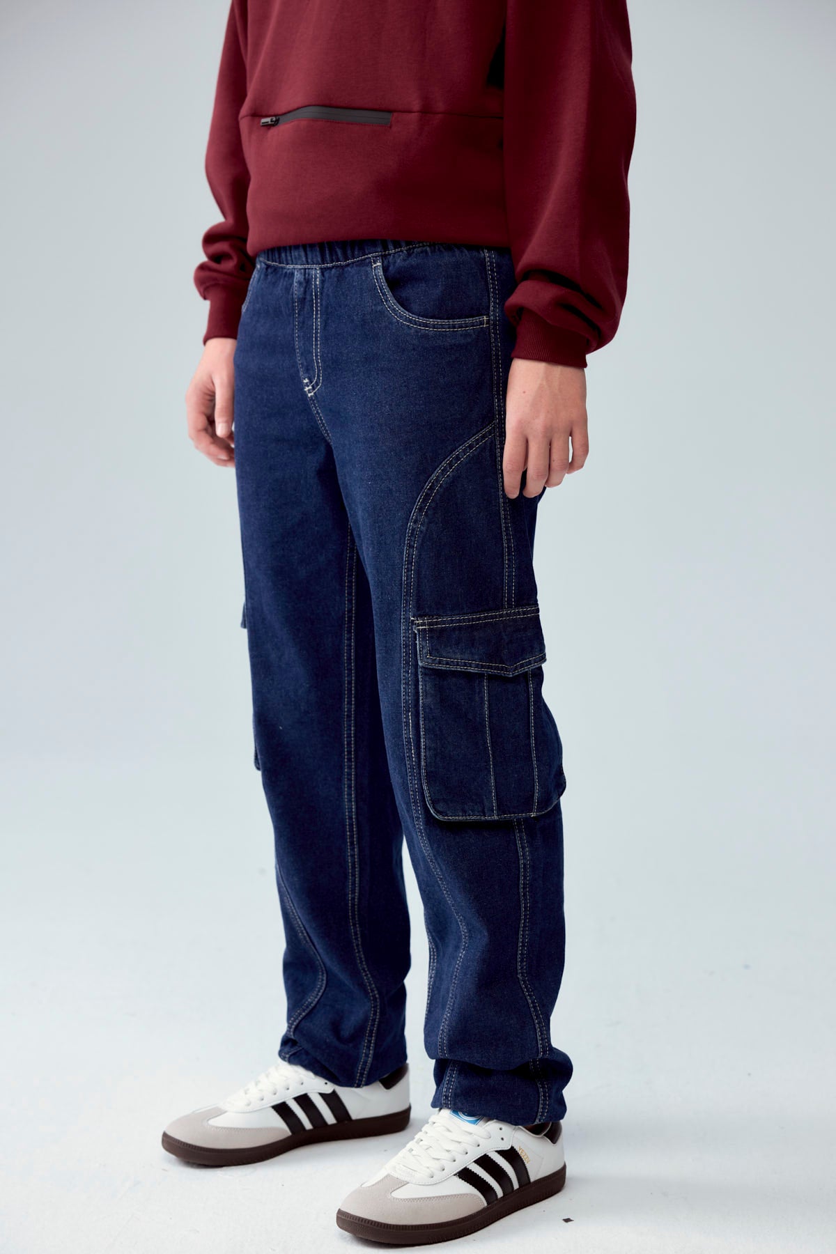 Jeans Niño Jogger Cargo Azul Oscuro