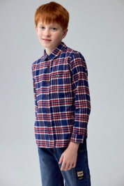 Camisa Niño Cuadrillé Azul