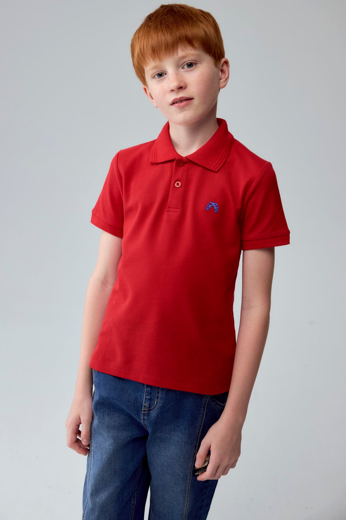 Polera Niño Pique Básica Rojo