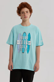 Polera Niño Print Posicional Aqua
