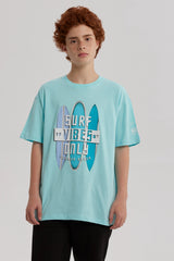 Polera Niño Print Posicional Aqua