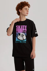 Polera Niño Print Posicional Negro
