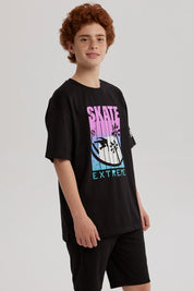 Polera Niño Print Posicional Negro