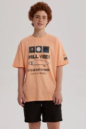 Polera Niño Print Posicional Coral