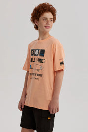 Polera Niño Print Posicional Coral