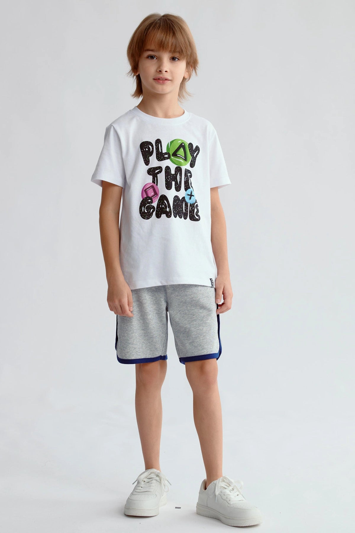 Bermuda Niño Print Gris Melange